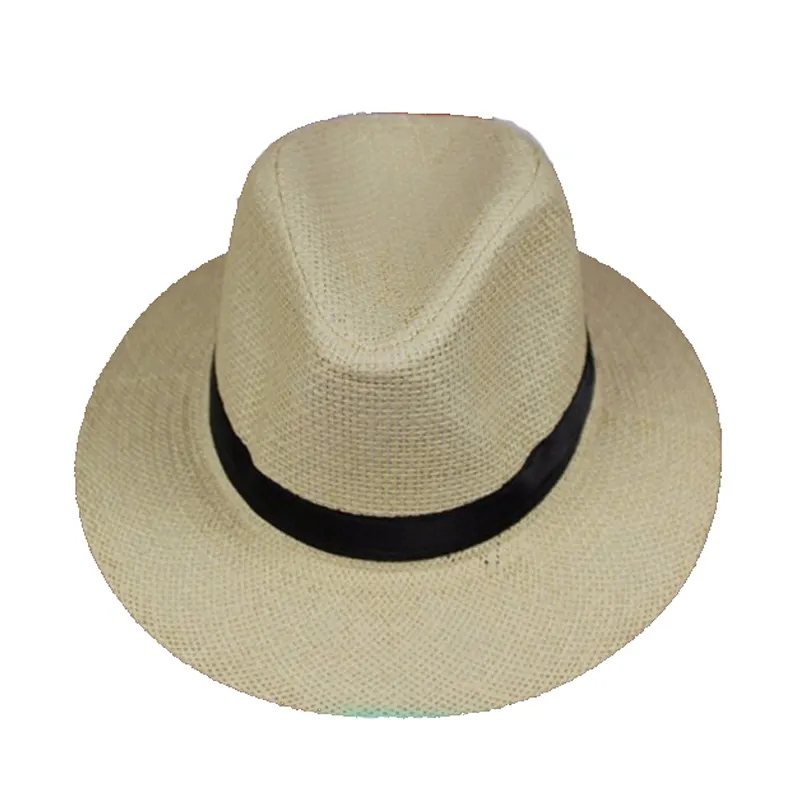 Sombrero panamá de paja personalizado, sombrero de paja liso para decorar, precio barato