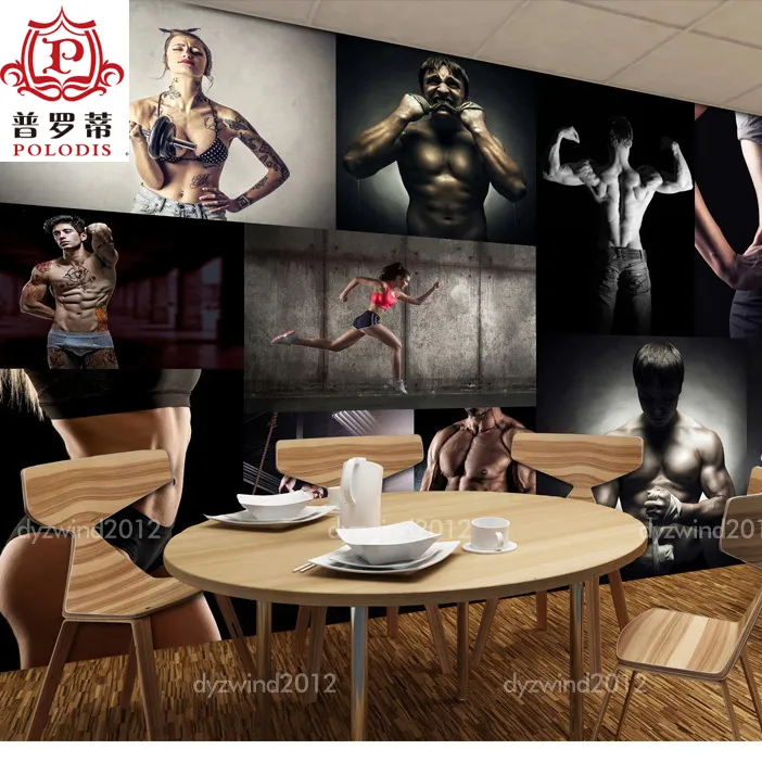 Murales de pared de dynitic para fitness, ropa de pared moderna y grande con estampado personalizado para gimnasio