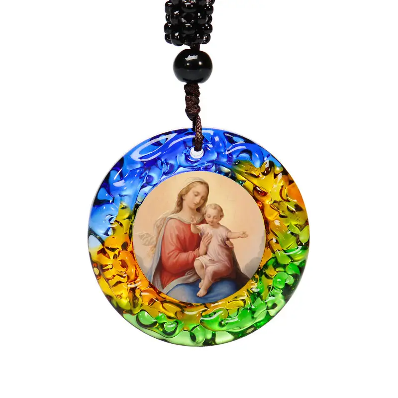 Кулон из муранского стекла с Иисусом на заказ, ювелирное изделие с крестом Богородицы, христианское ожерелье