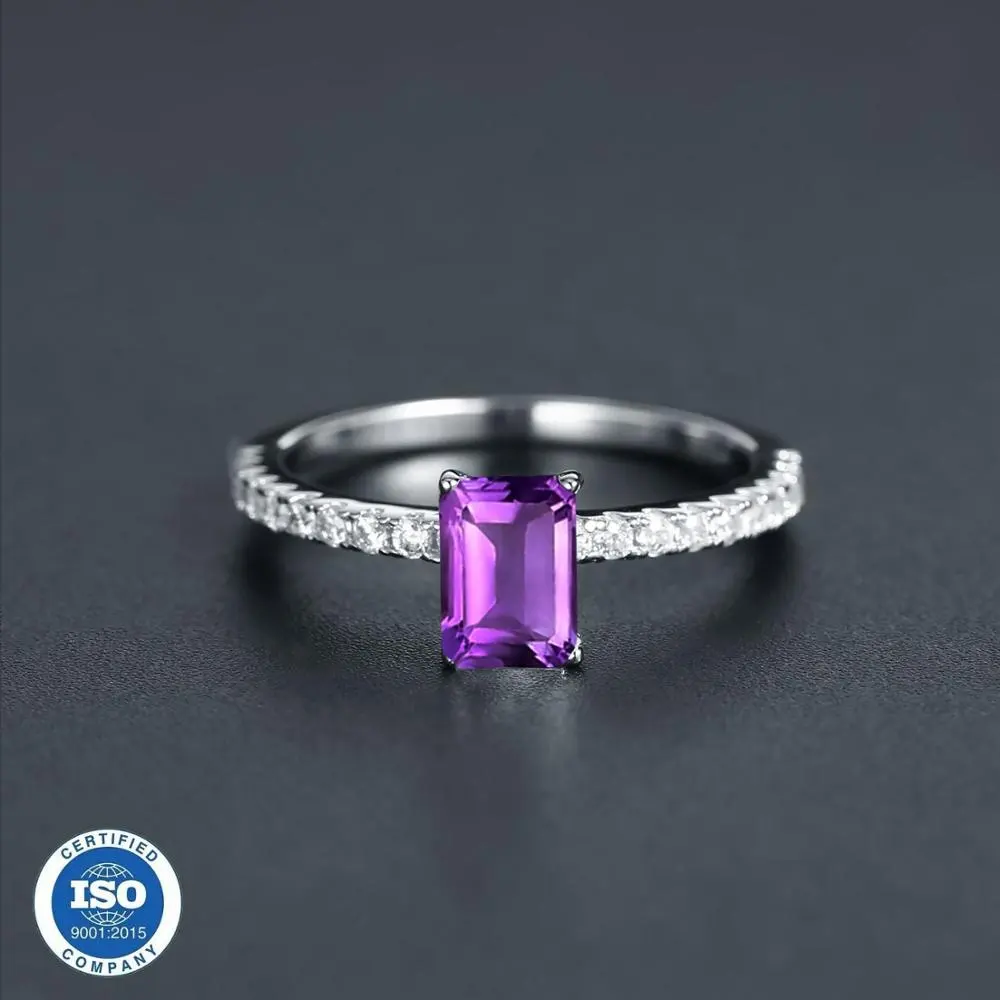 Anillo de plata de primera ley con amatista Natural para mujer, sortija, plata esterlina 925, estilo clásico, diamante Natural, boda, aniversario