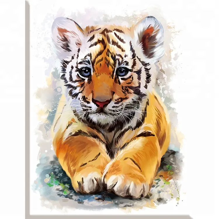 Pintura de diamantes de animales DIY para niños, decoración de pared para el hogar, pintura de diamantes de tigre