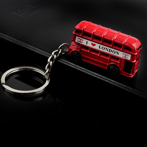 London Red Bus Three-dimensional Phone Box <strong>Key</strong> Ring London Tourist Souvenir Keychain - Product Image 3
