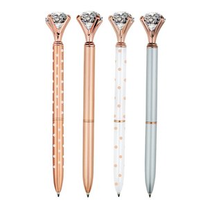 学校和办公室用高品质大钻石水晶顶部金属圆珠笔 - Product Image 1