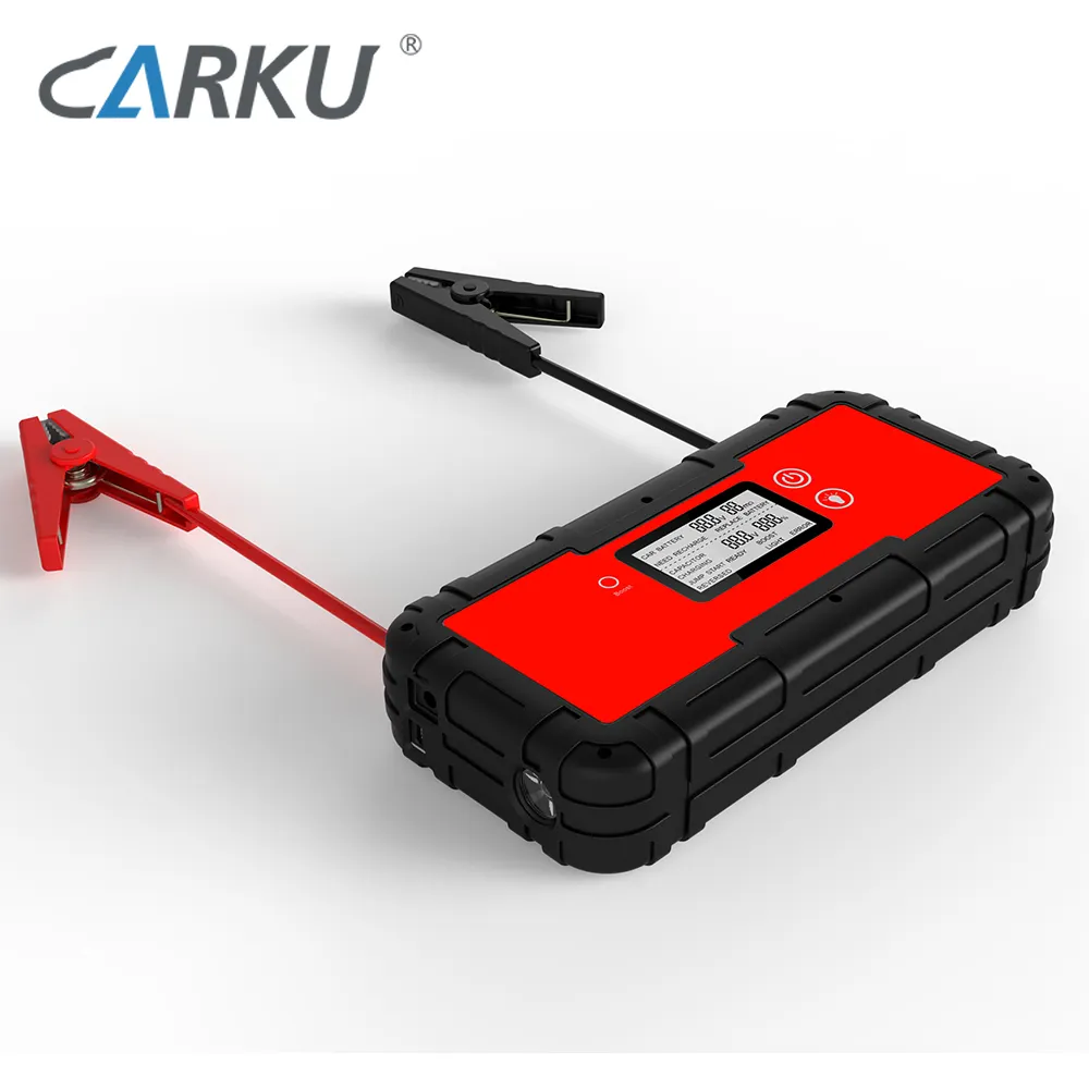 CARKU โรงงานฉุกเฉินรถอุปกรณ์กระโดดเริ่มต้นด้วยจอแสดงผล LCD ขนาดเล็ก