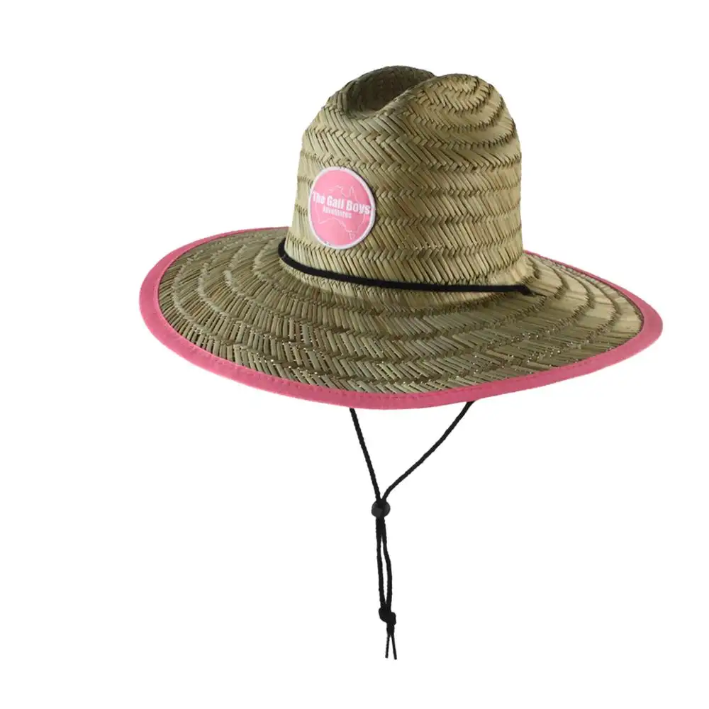 Sombrero de paja con apliques decorativos y encuadernación, sombrero de paja de ala ancha, 100%