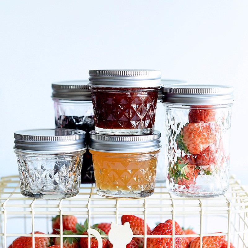 Haonai wide mouth glass mason jar/glass jar with metal lid/glass storage jar