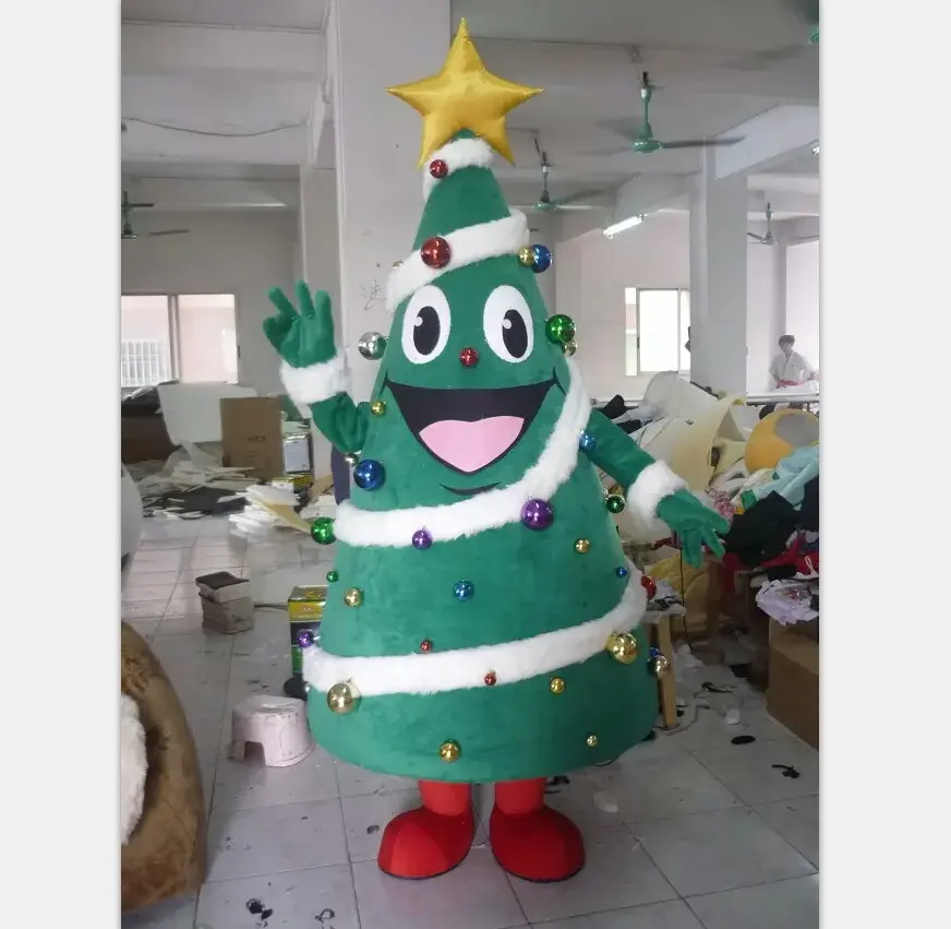 Disfraz de mascota publicitaria para decoración de fiesta, disfraz de Mascota de árbol de Navidad de lujo