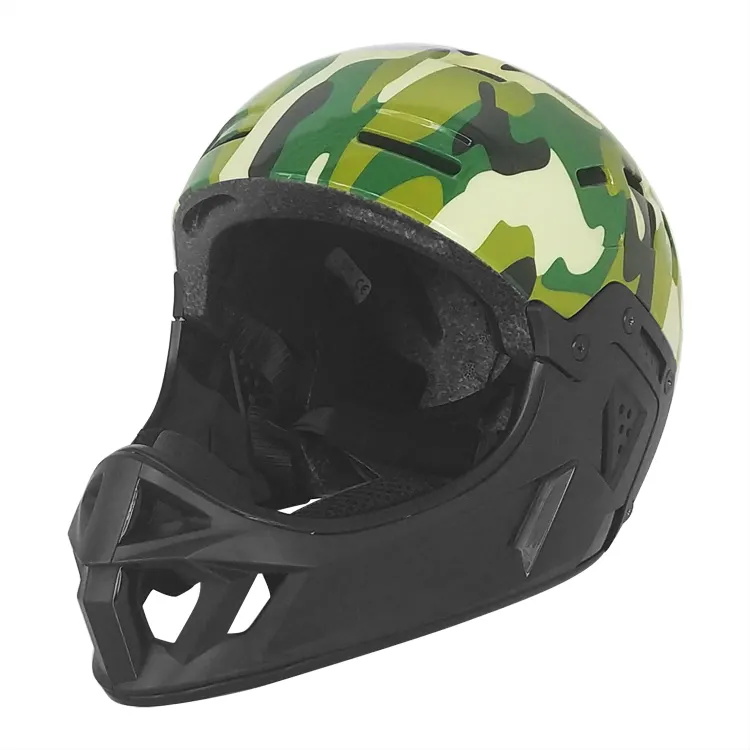 Full face BMX bike helmet with removable chin guard