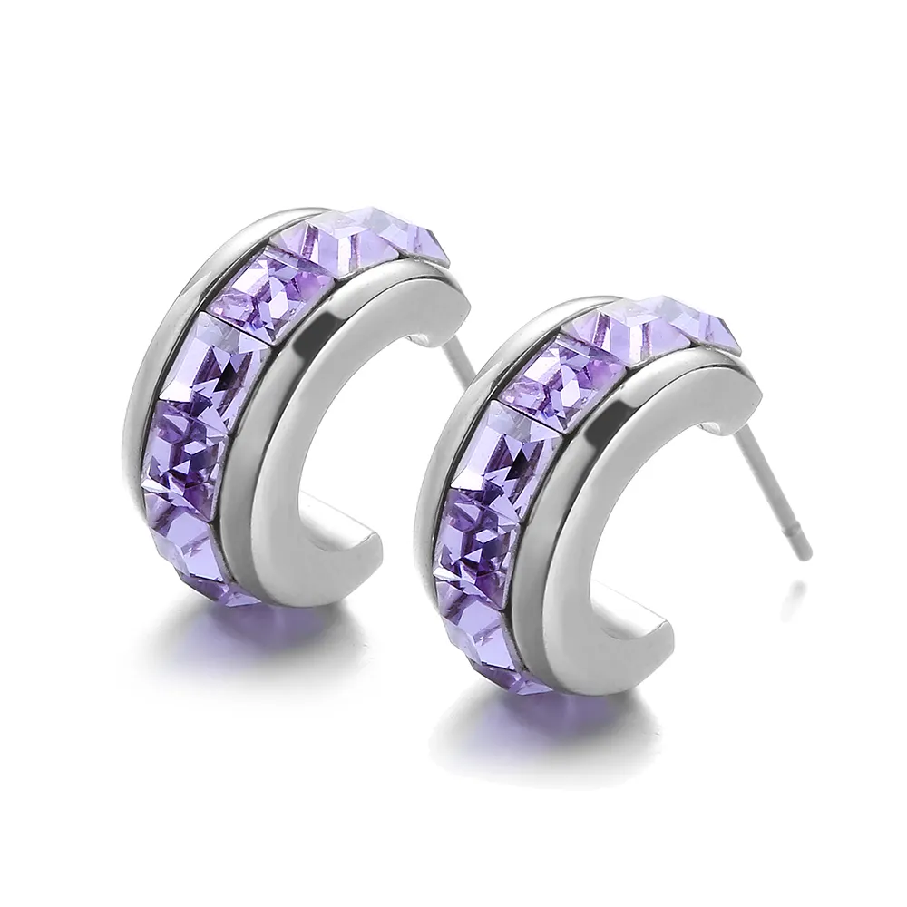 Grand Escompte Offre Spéciale Haute Qualité 316L Acier INOXYDABLE Cristal CC BOUCLES D'oreilles Pour Les femmes