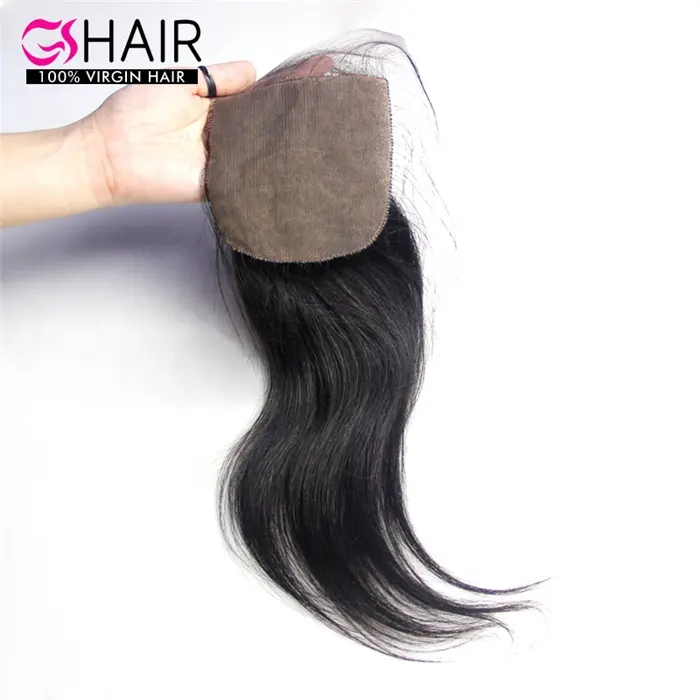 Base de seda para cabelo, base de seda alinhada de cutícula virgin com fecho de renda suíço