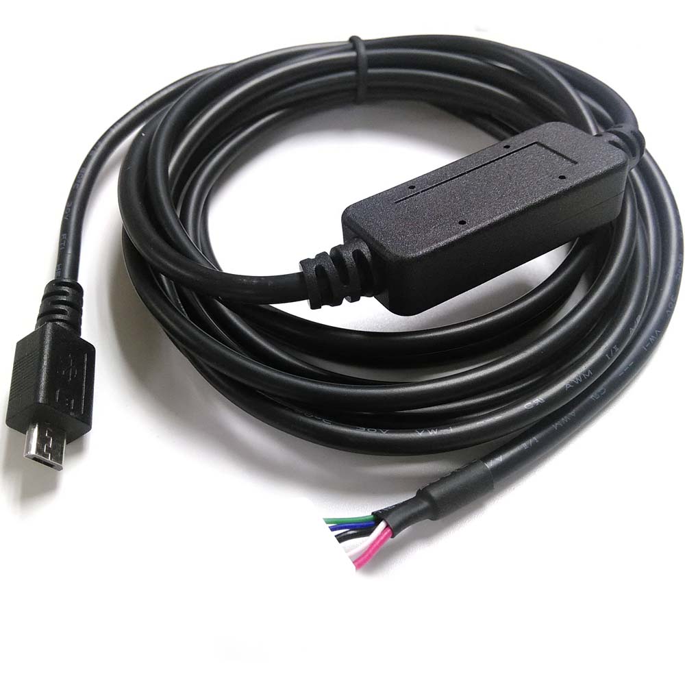 Cable abierto micro USB a RS232 para Android, color negro.