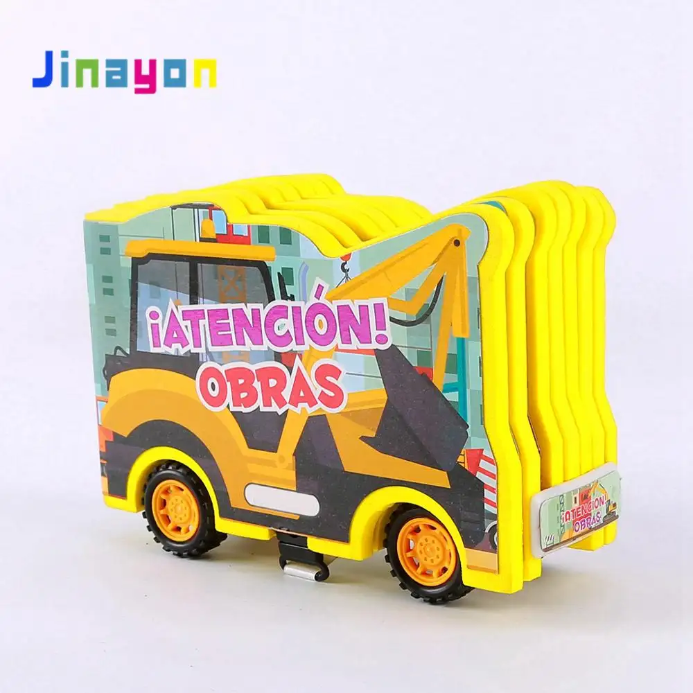 Jinayon-tablero educativo con forma de coche para niños, libro de dibujos animados de diseño personalizado, venta al por mayor