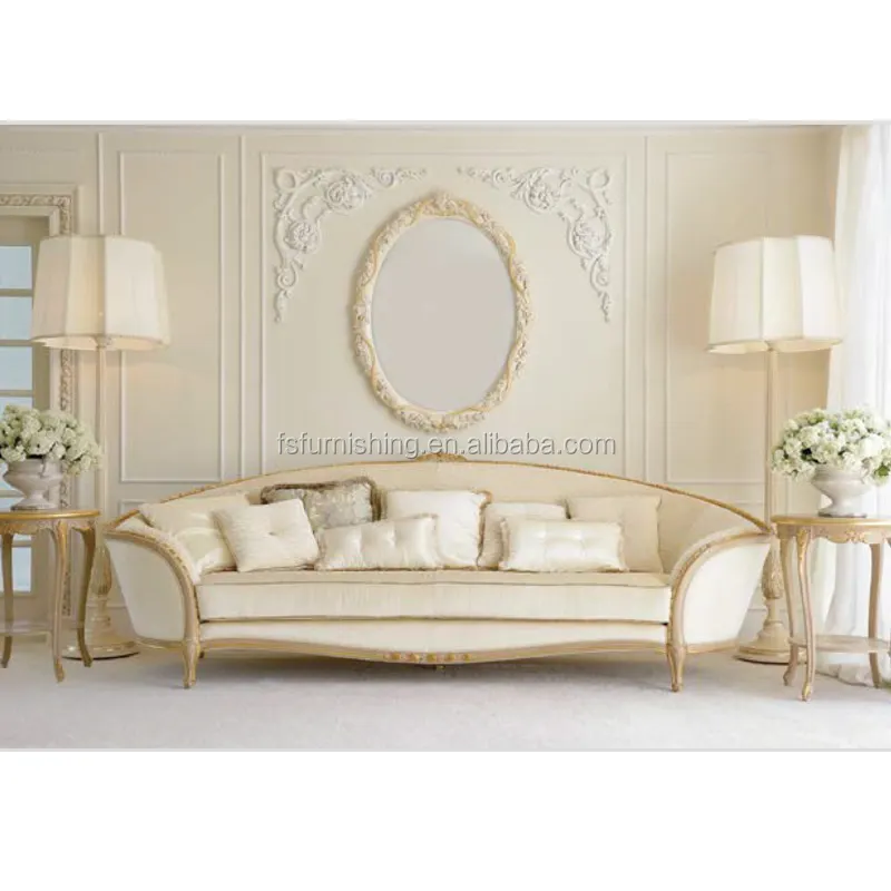 Présentoir de mariage meubles français crème blanc rétro fantaisie amour siège canapé antique luxe Italie personnalisé salon canapé