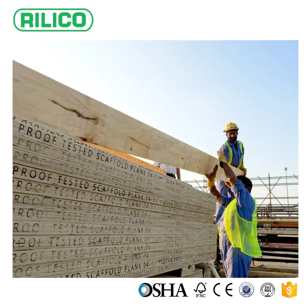 Esportazione medio oriente RILICO marca OSHA pino scaffold bordo per la costruzione