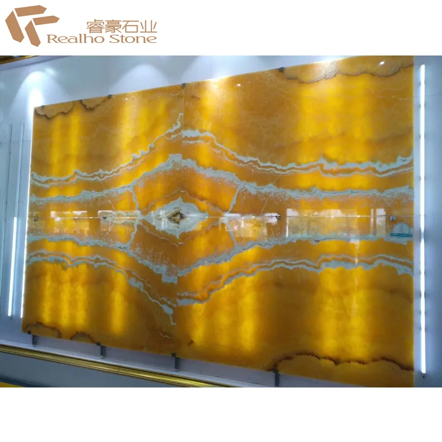Pietra di marmo onice miele giallo retroilluminato cinese