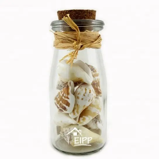 Frasco com Cortiça Natural Sea Shell Ráfia Decoração