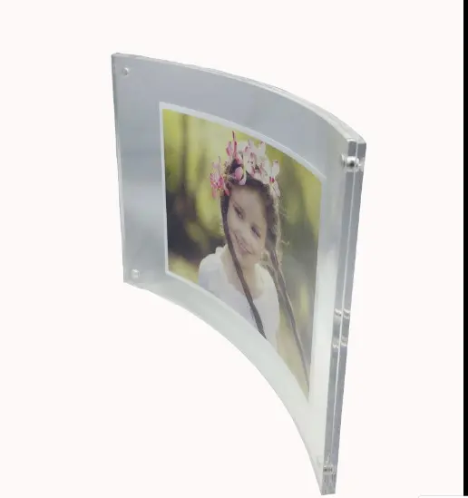 Acrilico trasparente Curvo Magnete Photo Frame Picture Frame Montato Doppio