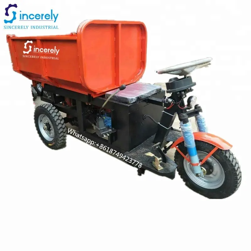 1ton loading capacity mini diesel type three wheels dump tricycle / small truck for mining