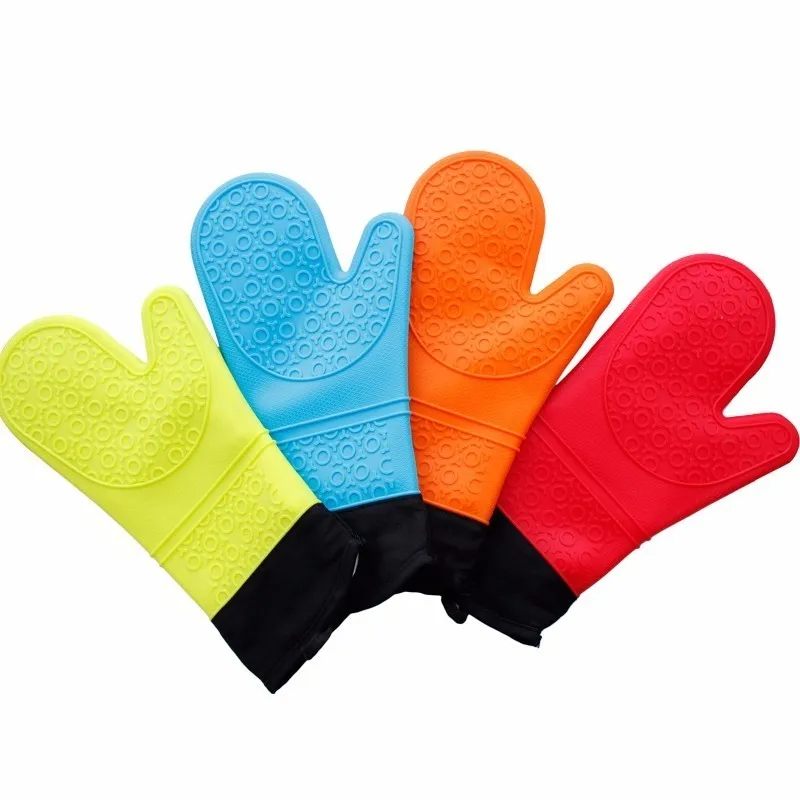 Guante de silicona impermeable resistente al calor con algodón antideslizante Cocina Barbacoa guantes para hornear Guantes para horno productos de silicona