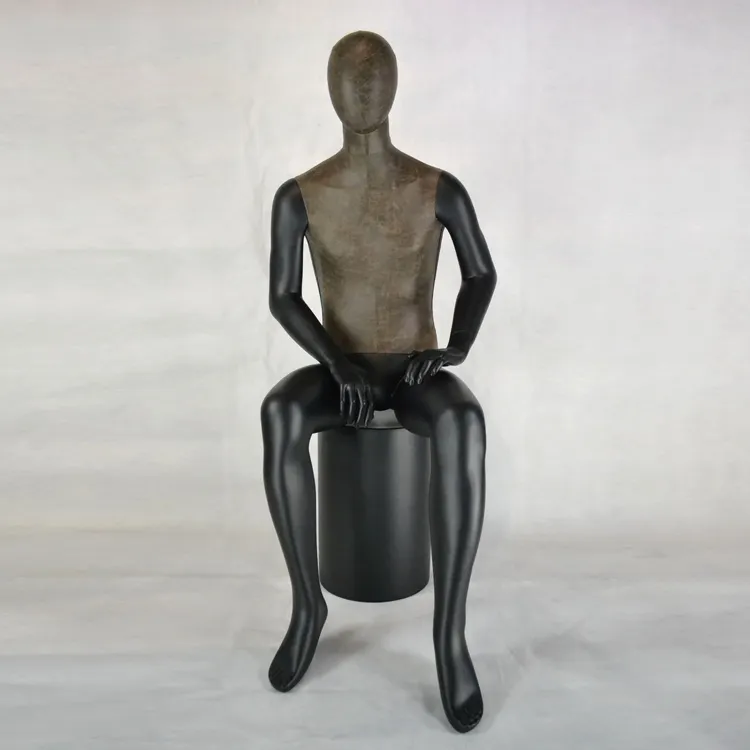 Customized Male Sitting Model with Electroplated Face For Fashion Displays