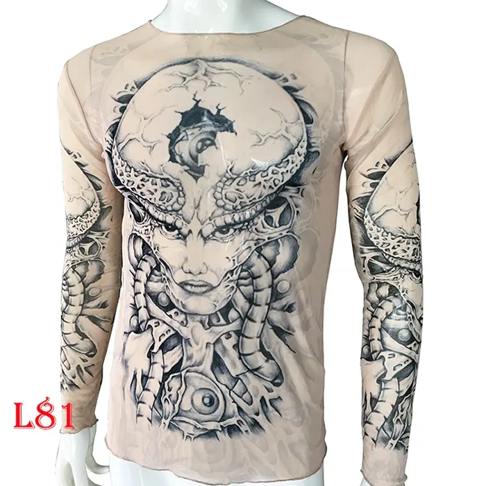 Tattoo printed long sleeve t-shirts