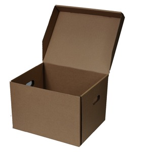 Impresión de logotipos Caja de archivo de cartón corrugado para banquero Almacenamiento de papel Caja marrón para documentos en movimiento con tapa y asas - Product Image 4