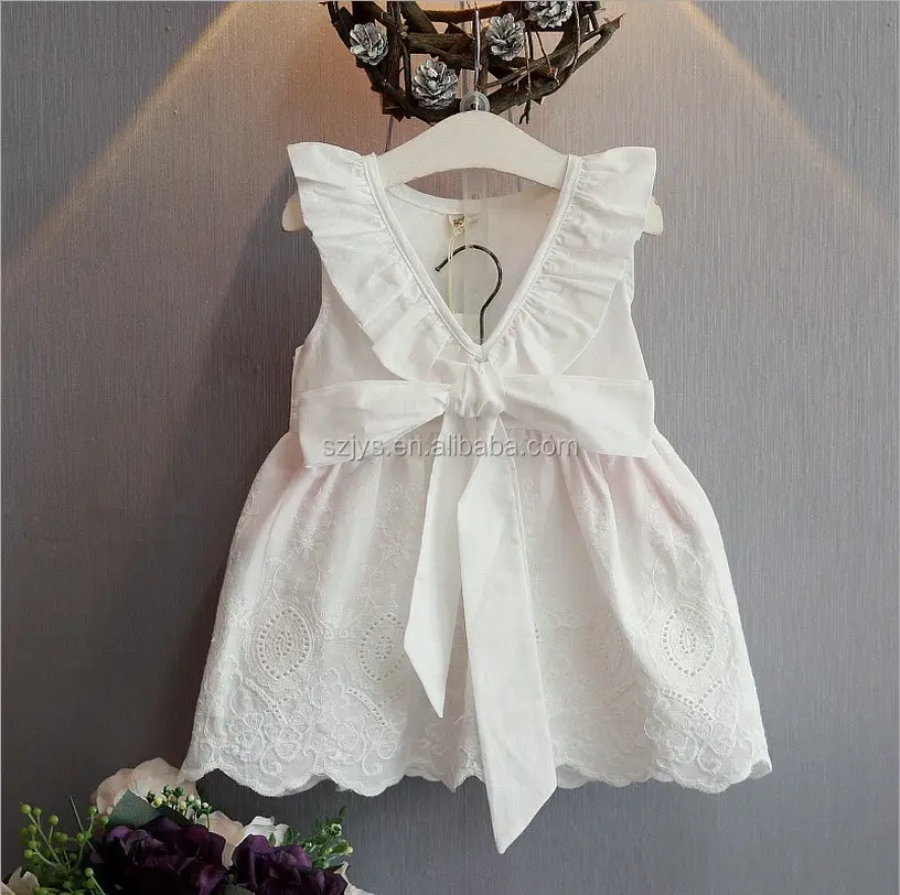 Boutique Kids Đảng Mặc Cô Gái Ăn Mặc Trắng Backless Bowknot Bé 6 Tuổi Dresses