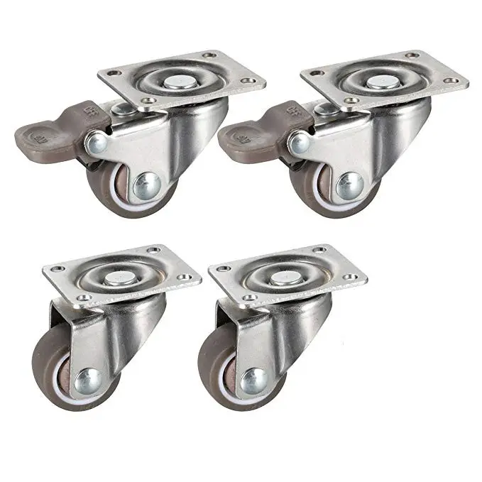 Low Profile Casters Wheels Soft Rubber Swivel Caster with 360 Degree Top Plate 100 lb