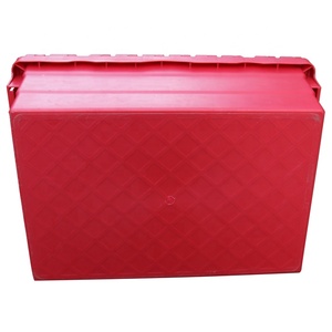 Cajas de plástico anidadas QS 60l, contenedor de asas con tapa taqueada, venta al por mayor, caja de almacenamiento estable para transporte de logística para el hogar