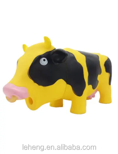 2023 Produits les plus vendus en plastique personnalisé Faire un son vache animal jouet jouet à presser jouets pour animaux de ferme