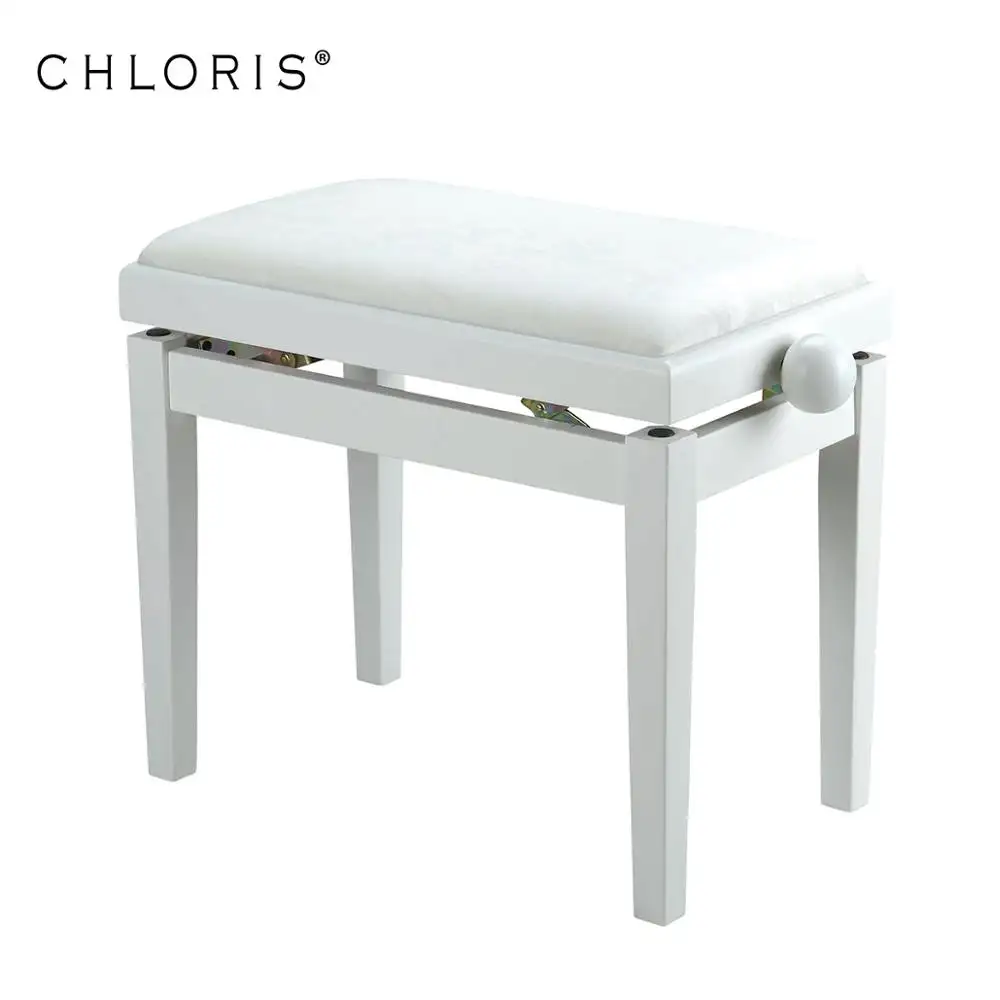 Taburete de piano Blanco para sala de estar, mueble de aspecto moderno, Banco de piano ajustable, CPB-018