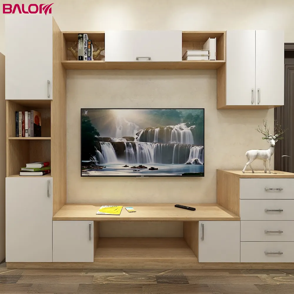 Современная ТВ-стойка BALOM, деревянный шкаф с книжным шкафом