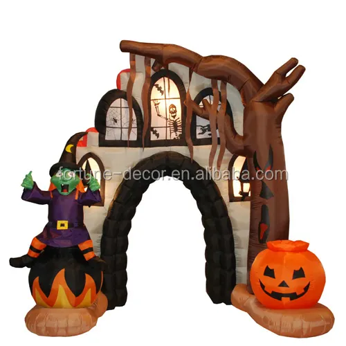 270 см/9 футов надувная гигантская арка на Хэллоуин С Тыквой и ведьмой украшение на Хэллоуин