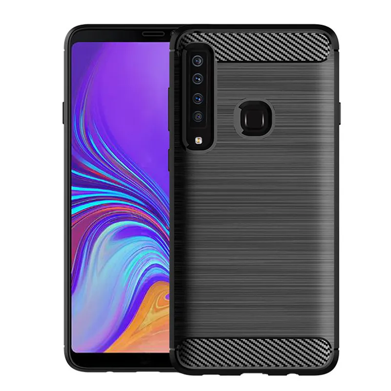 A9S For Samsung Galaxy A9 2018 Brushed Carbon Fiber Texture TPU Protective Smartphone Case Back Cover