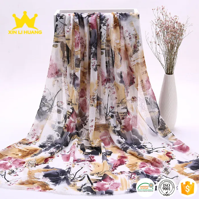 Morden Popular Cheap Price Flowers Chiffon Fabric