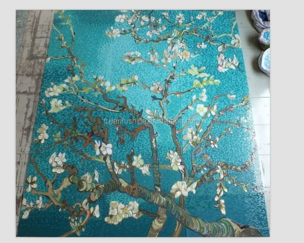 Design Ideas, DIT Painting Design, tamaño disponible Cortadores de azulejos de mosaico Flor verde 6mm Azulejos de cerámica modernos SGS Paredes interiores AAA