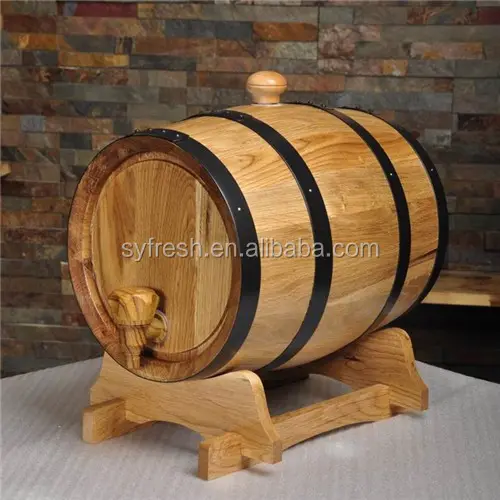 Hot selling Zwart Hoop Eiken Hout Wijn Bier 3L Liquor Vat