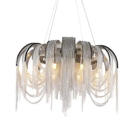 New Tassel Decoração Alumínio Cadeia Pingente De Luxo Moderno Casamento Lâmpada De Prata Chandelier Luz