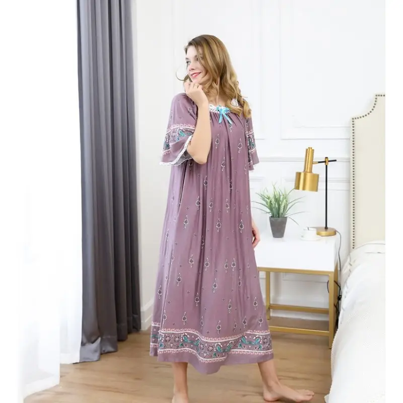 Quiki Summer Nightgown Night DressロングFor Women Sleeping Dress Cotton Nightgowns Women Plus Size Sleepwear