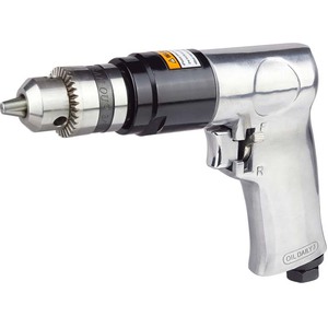 3/8 “1800 rpm 高速正反转手枪式气动枪钻，带卡盘扳手和卡口快速连接器