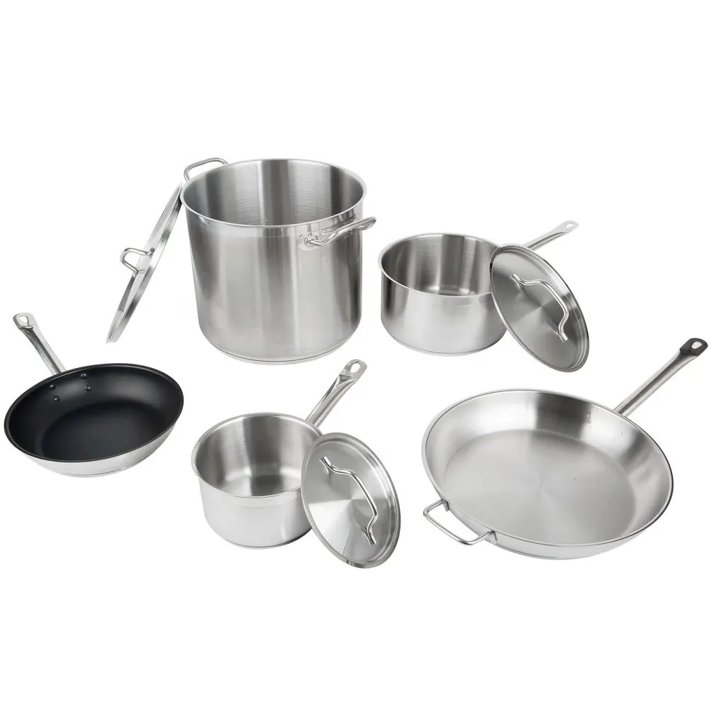 Panelas NSF Listing Stock Pot, Sauce Pan, Stew Pan e Outros Aço Inoxidável para Restaurante Conjuntos de Panelas Personalizadas Minimalistas