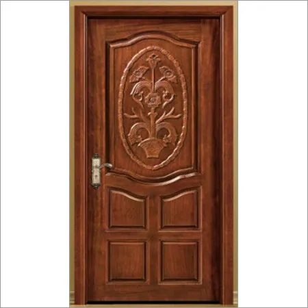 Puerta principal de madera especial de teca, diseño de flores talladas a mano de una sola puerta, en Pakistán