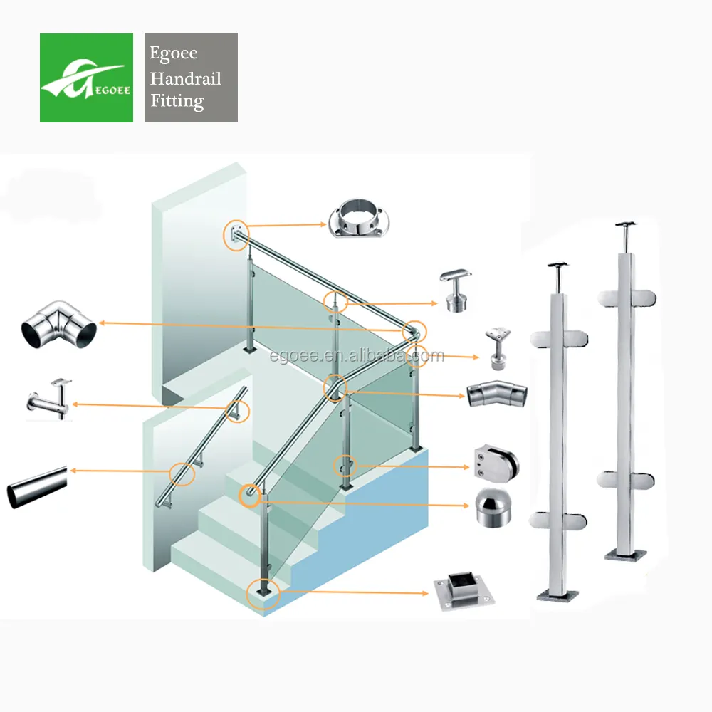 สแตนเลสสตีลโลหะแก้วที่ถอดออกได้ราวบันไดความปลอดภัยสุทธิการออกแบบระบบAccessoireไม้ระเบียงบันไดInox