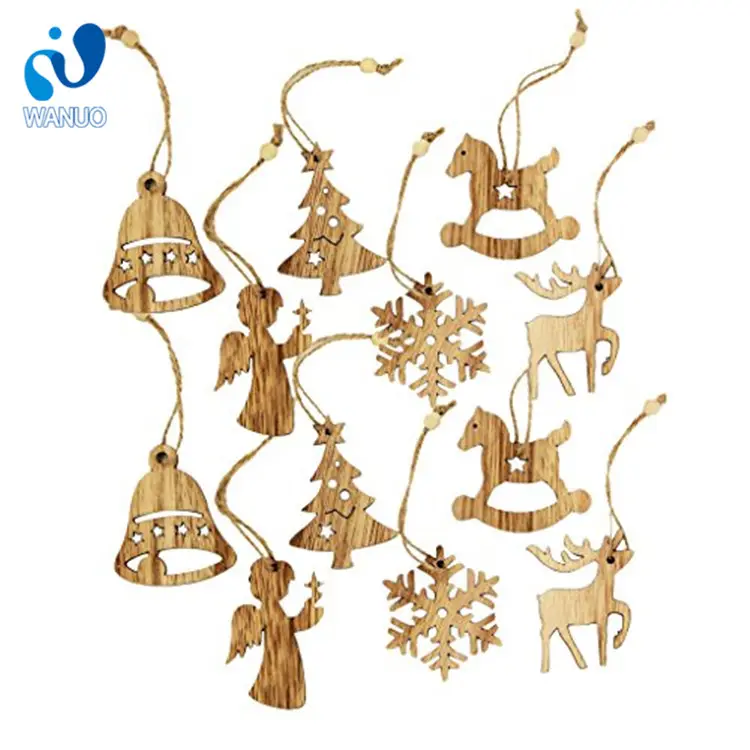 Wanuo craft Großhandel Holz dekoriert Handing Weihnachts baum Ornament