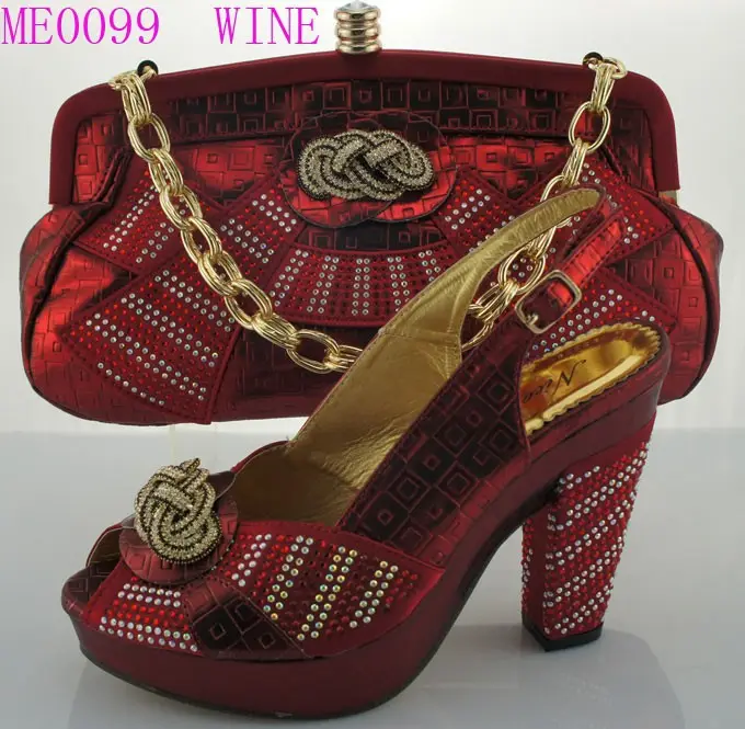 2015 ME0099 cor Vinho China venda quente marca prata/ouro sapatos de casamento saco jogo plataforma senhora bombas de sapatos da moda