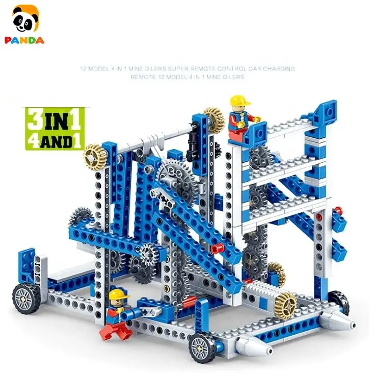 6 Kinder Kreatives STEM-Spielzeug Gear-Technologie Große Belagerung Fahrzeug blöcke 4 in1 Gear Remote Technic Toy Assembly Engineer Spielzeug (PA0028)