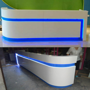 Melamin kurulu üst salon ön büro <span class=keywords><strong>LED</strong></span> ışık beyaz salonu resepsiyon masası
