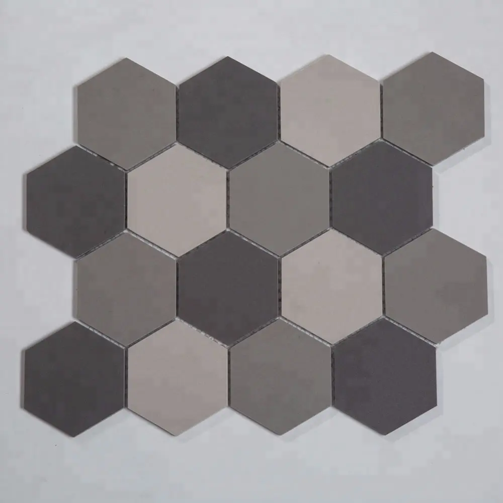 Carrelage hexagonal gris en mosaïque, carreaux de salle de bains en céramique, meilleure vente, livraison gratuite