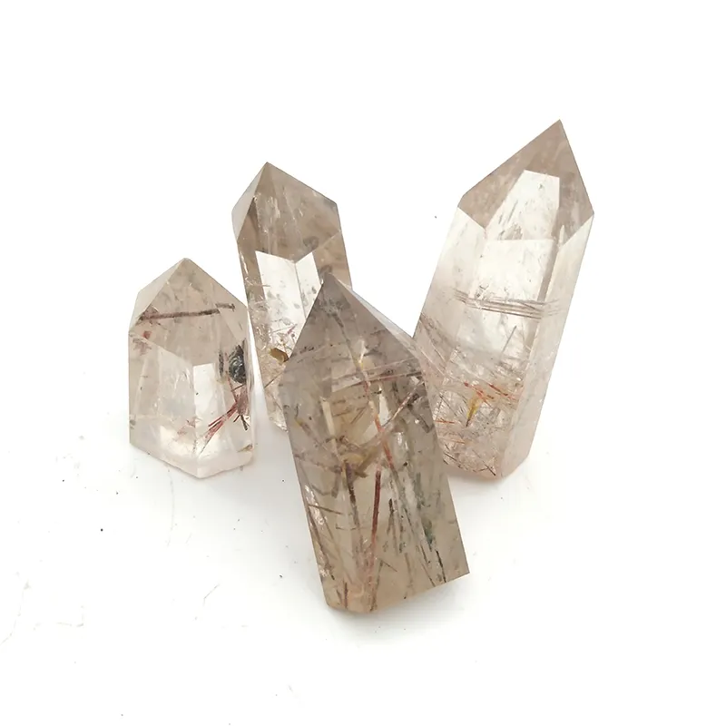 Natural Clear Quartz Rough Gold Rutilated Quartz Crystal Points Of Sale Tibetan Rock Wands For Healing