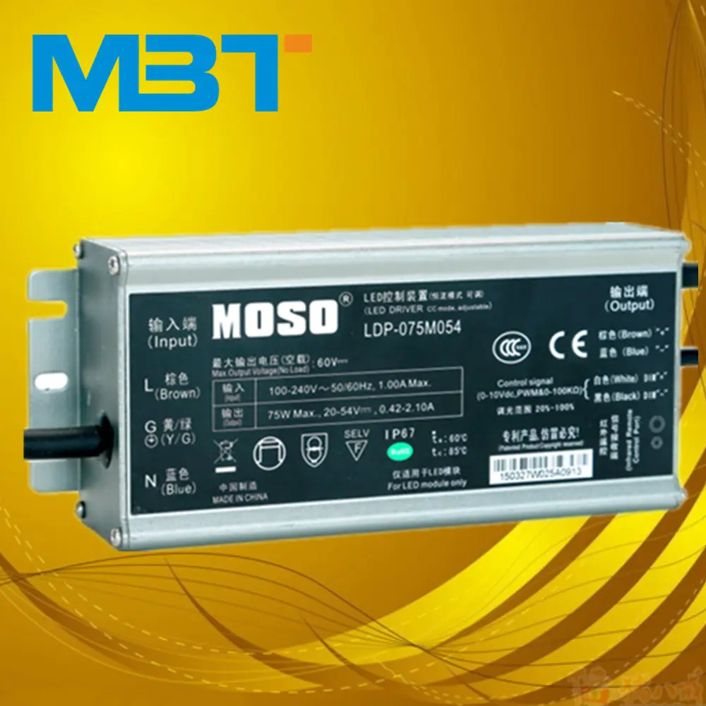 MOSO 75Ww led driver met PFC functie/moso driver voor led-straatverlichting/75 w 20 v power Supplies/ip67 waterdichte mbt